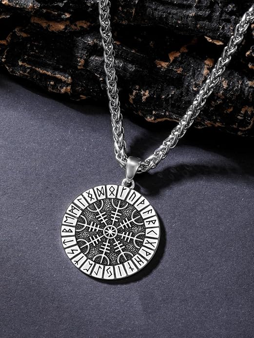 Viking Necklace for Men 925 Sterling Silver Norse Viking Pendant Norse Jewelry for Dad Husband, w/Stainless Steel Chain 22"+2"