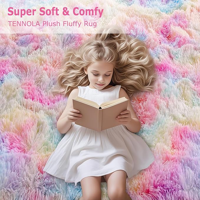 Colorful Unicorn Rainbow Rug for Girls Bedroom Bedside Rug Runners 3x10 Ft for Hallway Living Room Non Slip Fluffy Runner Carpet for Kids Room Kawaii Decor