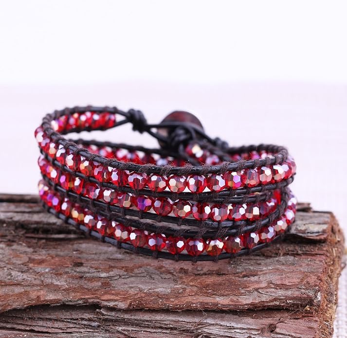 KELITCH New Women Friendship Bracelet Leather Wrap Bracelets Bangle Handmade Stackable Jewelry