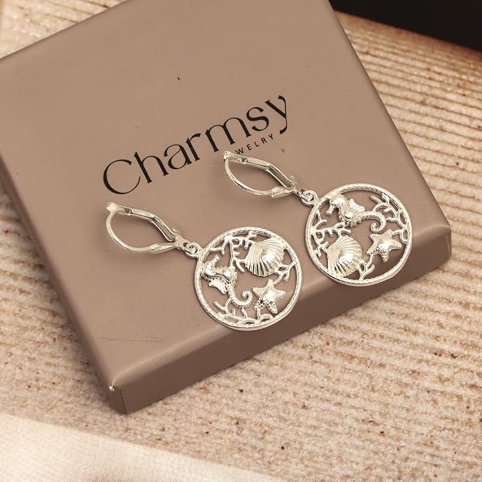 Charmsy 925 Sterling Silver Filigree Earrings for Women | Lightweight Diamond-Cut Openwork Leverback Dangle Earrings | Romantic Jewelry Gifts for Women