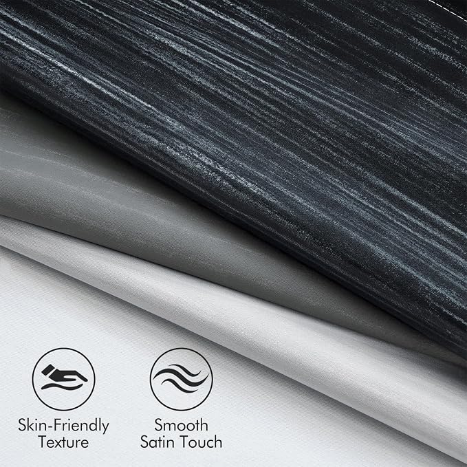 MIULEE Black and Greyish White Ombre Blackout Curtains, Full Room Darkening Thermal Insulated 72 Inches Long Drapes for Bedroom/Living Room Grommet Window Treatments Modern 52Wx72L, Set of 2