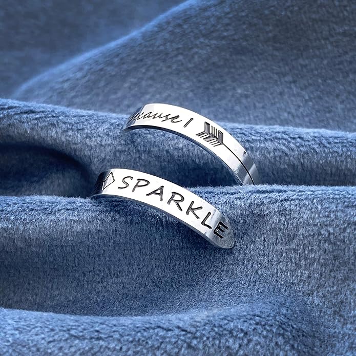 Vrycot Adjustable silvery Inspirational Stainless Steel Adjustable Bands Cool Stacking Opening Gift for Women Statement
