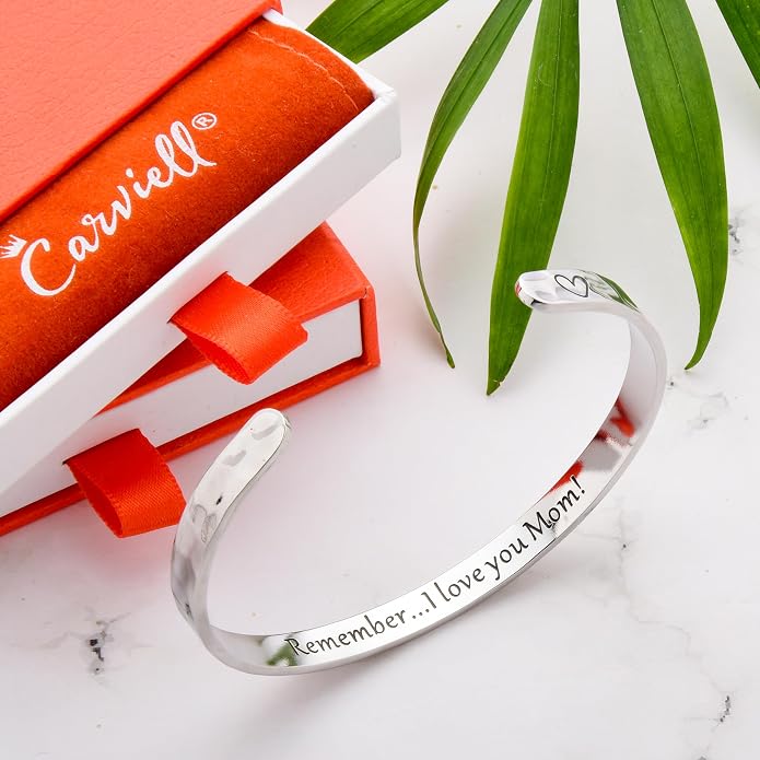 Carviell Bracelet - Gifts for Women – Inspirational, Friendship, Love, Mom, Daughter, Sister, Christian, Graduation, Memorial & Wedding Gifts – 100+ Phrases – Stainless Steel, Gift-Ready