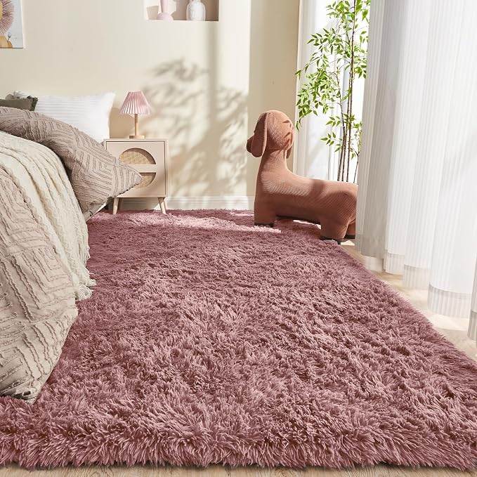 OPPODREAM 5x7 Blush Rugs for Bedroom, Ultra-Soft Fluffy Area Rugs for Living Room, 5 x 7 Shag Carpet for Nursery, Kids, Girl, Boy, Baby, Plush, Fuzzy, Shaggy, Cute Home Decor