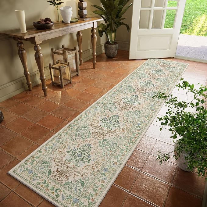 Washable Runners for Hallways Kitchen Rug: 2'x10' Runner Rug Stain Resistant Non Slip Low Pile Soft Carpet Runners Rug for Entryway Hallway Bedroom Beside Bathroom Living Room