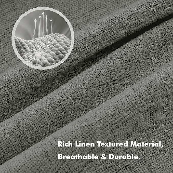 MIULEE 100% Blackout Linen Curtains 42 x 90 Inch Dark Grey 2 Panels | Thermal Insulated, Room Darkening Drapes for Bedroom Living Room, Back Tab Rod Pocket Pinch Pleated, Solid Luxury Decor