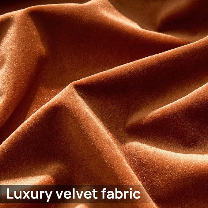 Elegant Orange Velvet Curtains 102 inch Length for Living Room,Luxury 2 Panels Room Darkening Rod Pocket Back Tab Curtain Thermal Insulated Heavy Soundproof Noice Reducing Window Drapes for Bedroom