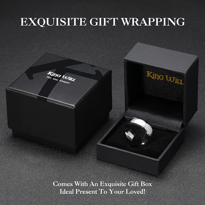 King Will Men's Women's Tungsten Carbide Ring 24k Gold Plated Rose Gold Plated Domed Polished Finish Wedding Band