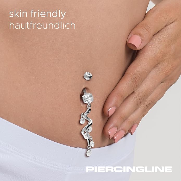 PIERCINGLINE Belly Button Piercing CRYSTAL VINE surgical steel, skin-friendly