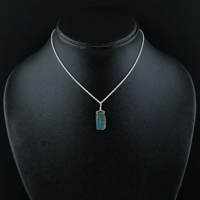 Natural Raw Gemstones Pendant Necklace, Rough Stones Dainty Jewelry, Handmade Bohemian Jewelry, Silver Plated Chain, Healing Crystals, Christmas Gift for Women