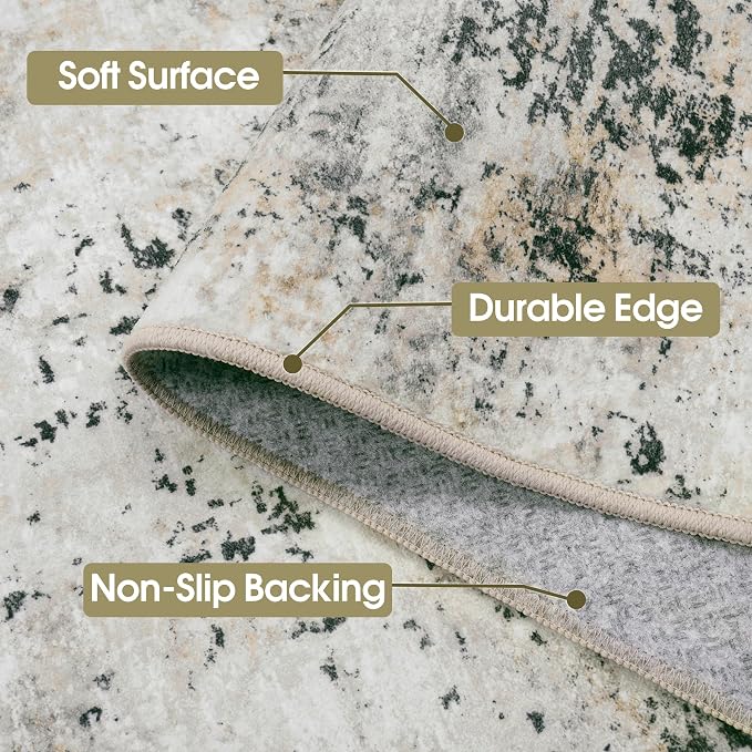 9x12 Area Rugs Living Room Rugs: Large Washable Rug with Anti-Slip Backing Non-Shedding Stain-Resistant Soft Abstract Carpet for Bedroom Dining Room Nursery Hallway Indoor Home Office Black Grey Brown