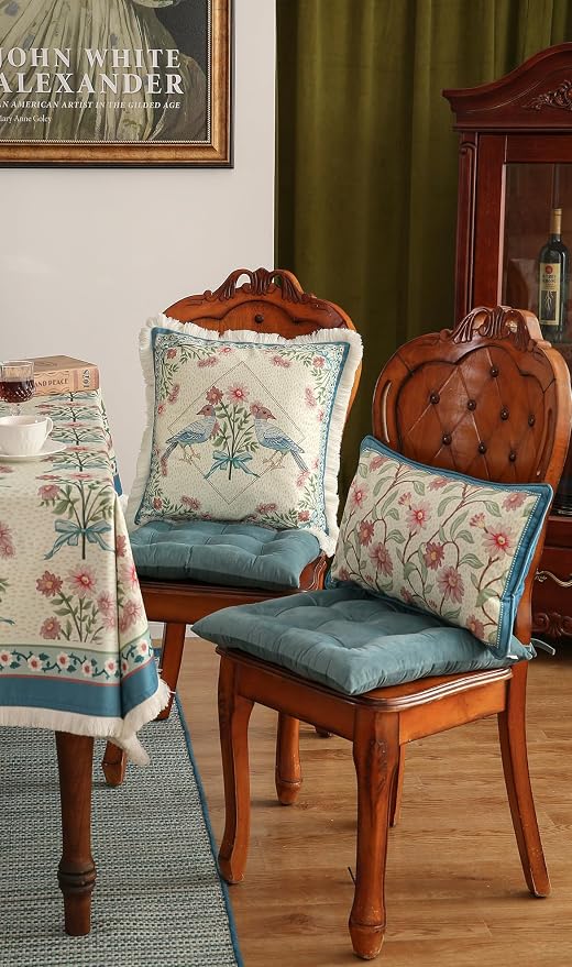 patdrea Designer French Velvet Throw Pillow Cover,Set of 4,-MontebourgABCE | Elegant Lumbar Pillow Case,Navy Blue Floral Pattern,Decorative Cushion Coverfor Couch Living Room Bedroom Sofa