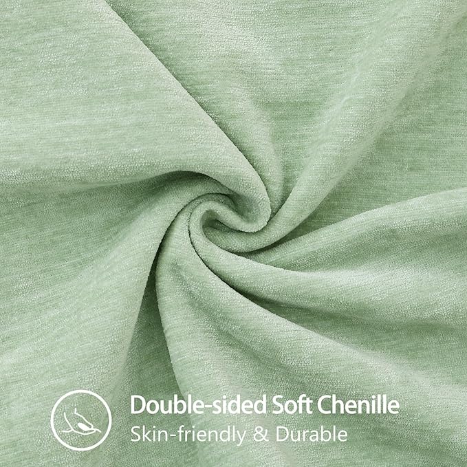 decorUhome Soft Chenille Throw Pillow Covers 16x16 Set of 2 Sage Green | Fall Textured Decorative Throw Pillow Cases Stitched Edge Modern Farmhouse Luxury Boho Velvet for Couch Sofa Bed Home Decor