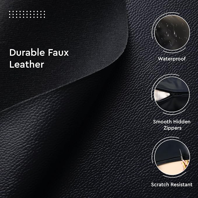 Encasa XO Faux Leather Throw Pillows Covers 20"x20" (Set of 2) | Navy Blue Decorative Cushion Covers | Modern Farmhouse Pillow Cases for Outdoor, Living Room, Bedroom, Couch, Sofa