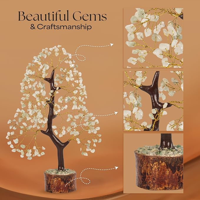 Green Jade Stone Money Tree | Tree of Life | Energy Healing Stones | Feng Shui Bonsai | Reiki Crystal Healing | Good Luck | Chakra Tree | Spiritual | Crystal Gifts | Office Home Decor