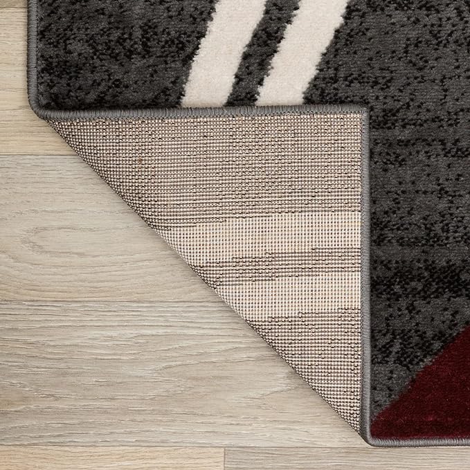 Rugshop Wavy Circles Modern Non-Shedding Runner Rug Red 2'7" x 6'