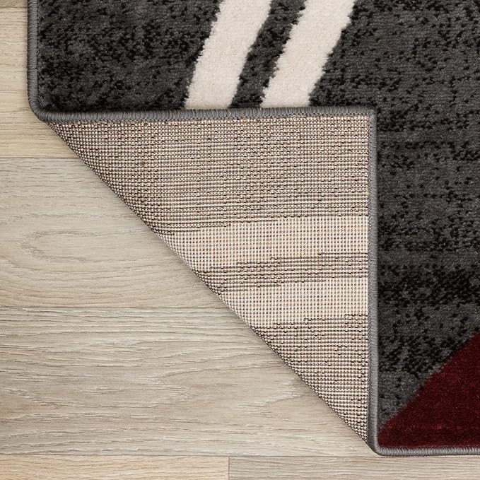 Rugshop Wavy Circles Modern Non-Shedding Living Room Area Rug Red 3'3" x 5'