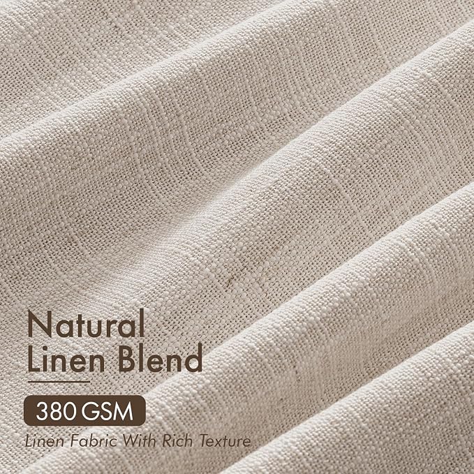 MIULEE 4 Panels Set Pinch Pleated Linen Curtains 90 Inches Long for Living Room Bedroom, Thick Linen Memory Trained Pleat Drapes Back Tab Light Filtering Cream White Window Curtains with Hooks