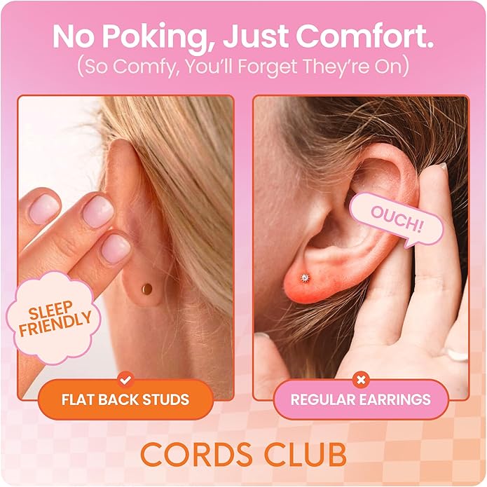 Cords Club Star Flat Back Stud – ASTM-F136 Implant Grade Titanium - Push Pin Design for Sensitive Ears (Single Earring)