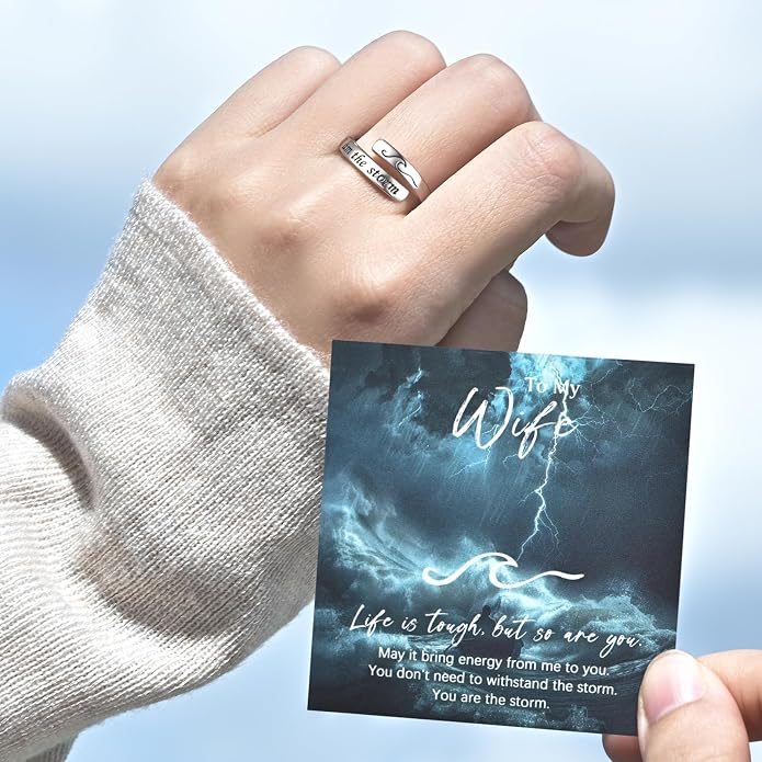 BEILIN 925 Sterling Silver Inspirational Jewelry Rings Adjustable Ring Personality Encouragement Gift for Teens Women