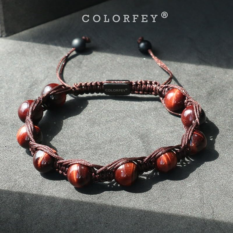 Protection Crystal Red Tiger Eye Bracelet for Men, 10mm Beaded Bracelets, Handmade 3 String Bold Natural Stone Crystal Bracelet, Unique Gifts for Him