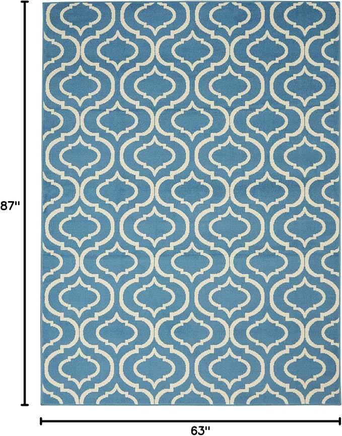 Nourison Home Jubilant Blue 5'3" x 7'3" Area Rug - Easy Clean, Non Shedding, Bed Room, Living Room, Dining Room, Kitchen (5' x 7')