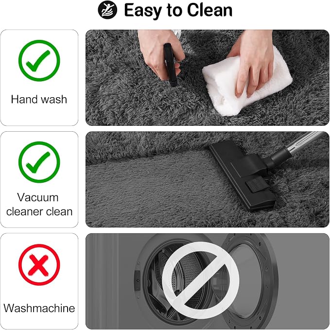 qulint 9x12 Area Rug for Living Room, Dark Grey Fluffy Large Bedroom Carpet | Shag Shaggy Modern Rug, Fuzzy Plush Alfombra Para Sala for Dorm Classroom Playroom Home Decor