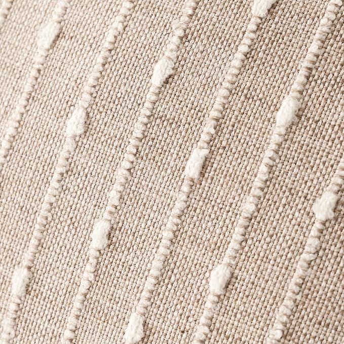 Foindtower Pack of 2 Decorative Jacquard Boucle Throw Pillow Covers Accent Textured Striped Pillowcases Cozy Modern Cushion for Couch Sofa Bedroom Living Room Home Decor 18x18 Inch Natural Beige