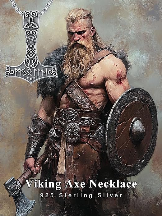 Norse Viking Thor Hammer Necklace 925 Sterling Silver Nordic Mjolnir Necklace Viking Talisman Jewelry Gift for Men