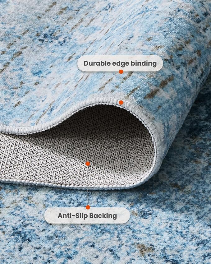 AMADA HOMEFURNISHING 10x14 Area Rugs for Living Room, Modern Large Area Rugs with Non-Slip Backing & Low Pile, Neutral Soft Washable Rug for Large Bedroom Dining Room Nursery Office, Light Blue