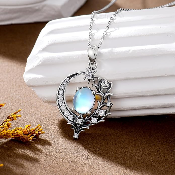 PELOVNY Celtic Knot Necklaces for Women 925 Sterling Silver Gemstone/Birthstone Teardrop Infinity Necklace Irish Celtic Pendant Jewelry Gifts for Mom Daughter Wife