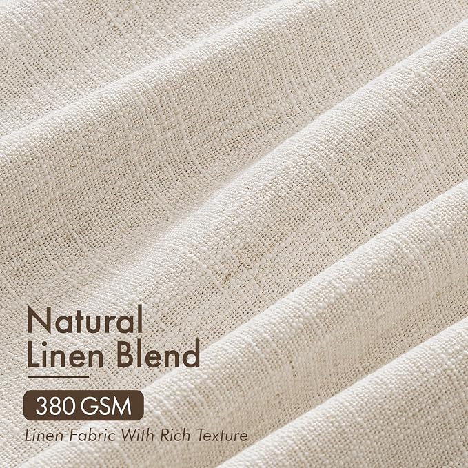 MIULEE 4 Panels Set Pinch Pleated Linen Curtains 84 Inches Long for Living Room Bedroom, Thick Linen Textured Memory Trained Drapes Pleat Back Tab Light Filtering Brich Window Curtains with Hooks