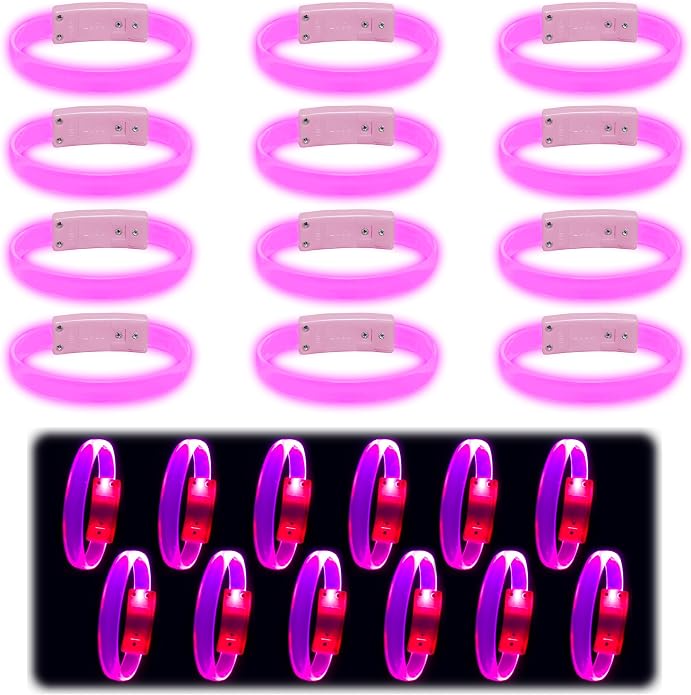 12 Magic Band Pack | Glow in The Dark | Flashing Light up for Concerts | Running Lights for Runners | Glow in The Dark Bracelets | Led Bracelet