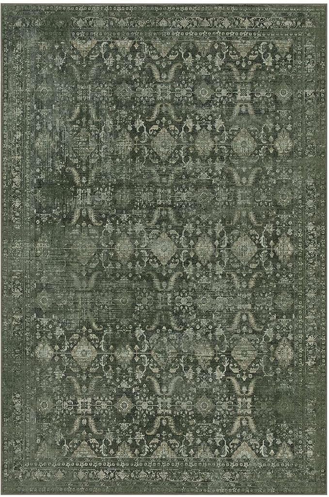 Rugxara Green 10x14 Area Rugs for Living Room Bedroom Large Washable Rug | Non Slip, Rug for Dining Room Office Farmhouse, Stain Resistant, Soft, Low Pile, Vintage Boho Retro Carpet, Home Decor