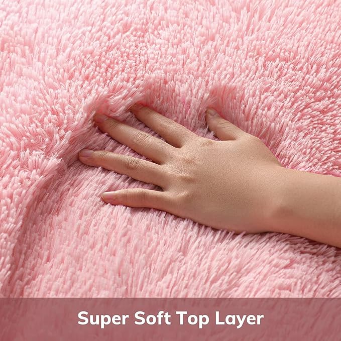 Ophanie Round Rugs 5Ft Pink Circle Area Rug,Fuzzy Bedroom Carpet, Shag Plush Floor Kawaii Christmas Living Room Rugs 5 Foot,Cute Aesthetic Room Decor for Kids Teen Girls Baby Over 99 pcs Pile fibers