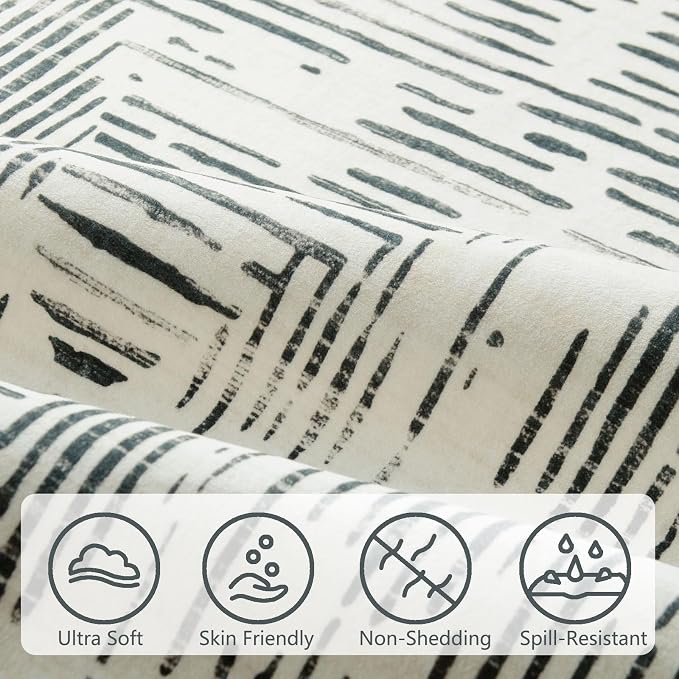 BLISSA 4x6 Washable Area Rug - Soft Modern Throw Rugs for Living Room Non-Slip Ultra-Thin Black White Abstract Striped Geometric Rugs for Bedroom Dining Room Entryway Foyer Nursery Dorm Mudroom Carpet
