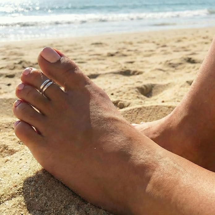 Sterling Silver Toe Ring, Handmade Adjustable Open Band, Minimalist Dainty Summer Beach Foot Jewelry for Women, Can Be Worn as Knuckle or Pinky Ring