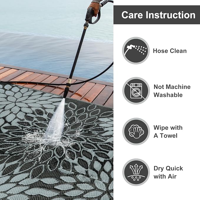 Anidaroel Outdoor Rugs 6x9ft for Patios Clearance Waterproof, Reversible Tropical Plastic Straw Camping Mat Outside Rug, Large Outdoor Area Rug for RV, Porch, Deck, Balcony, Picnic(6'x9')