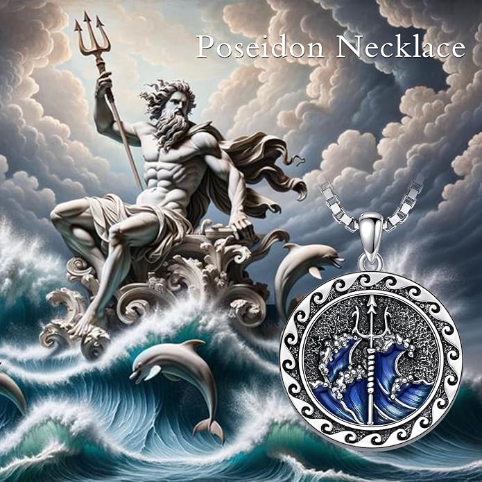 Poseidon/Athena/Apollo/Valhalla/Norse Viking Necklace 925 Sterling Silver Pendant Necklace for Men Greek/Norse Viking Amulet Jewelry Gifts