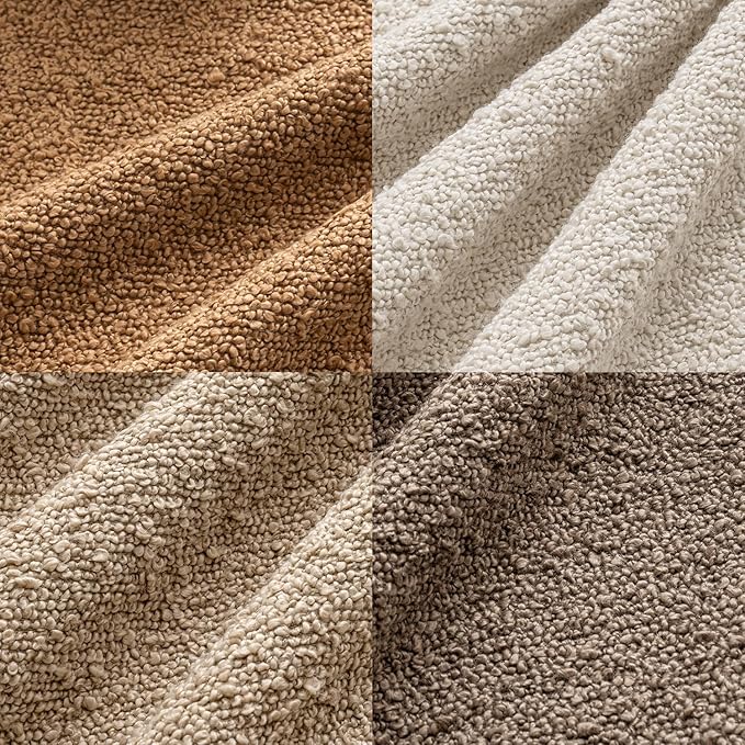 MIULEE Fall Euro Decorative Boucle Throw Pillow Covers 22x22 Brown Set of 4 | Shams Neutral Textured Accent Pillow Cases Couch Cushion Covers Modern Farmhouse Boho Sofa Bed Room Home Decor