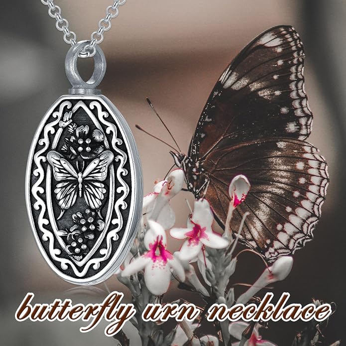 925 Sterling Silver Memorial Jewelry Urn Necklaces for Ashes, Photo Locket Necklace that Holds Picture