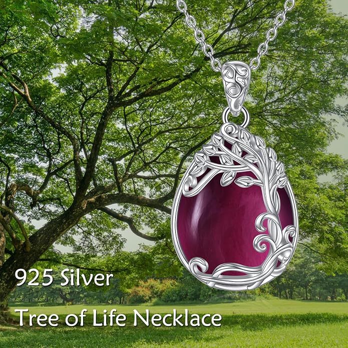 YAFEINI 925 Sterling Silver Moonstone Necklace Filigree Teardrop Pendant Necklace Jewelry for Women Girls