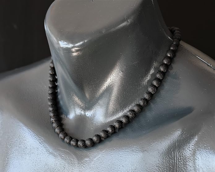 Natural Gemstone Beaded Choker Necklace | 8mm Handmade Adjustable Jewelry for Men & Women | Chakra Balancing Crystal Necklace | Spiritual Gift | Macrame Cord with Extender