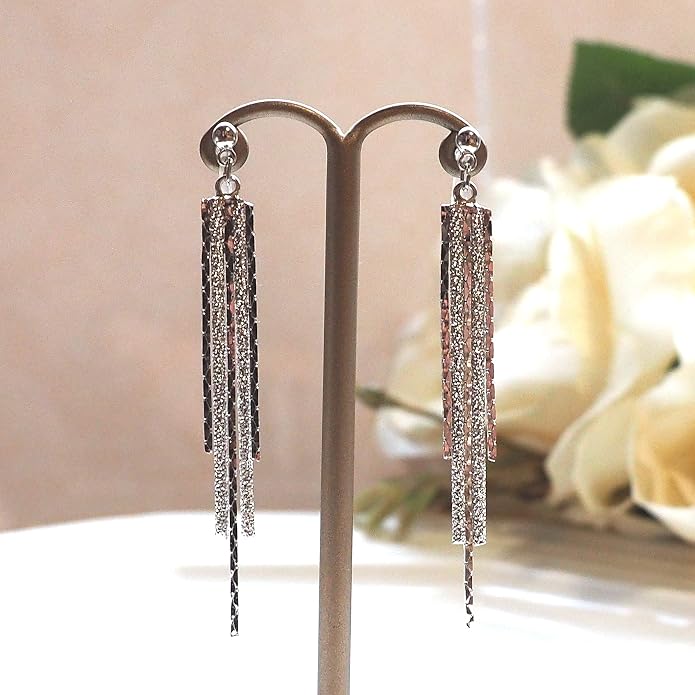 Comfortable Stick Invisible Clip On Earrings Gold Dangle Long Waved Threader Bar Clip-On Non Pierced Earrings Silver For Women,…