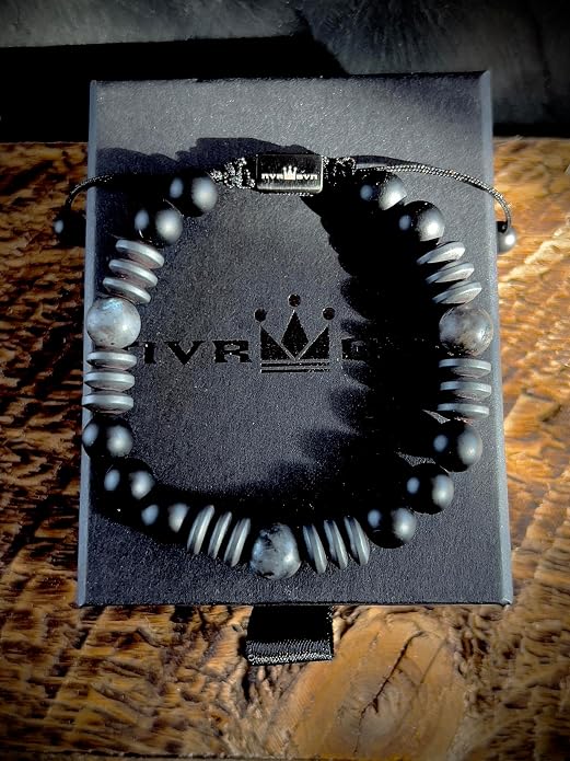 Mens Beaded Bracelet - Stone Jewelry, Black Onyx Hematite Bracelets, Mens Accessories, Adjustable