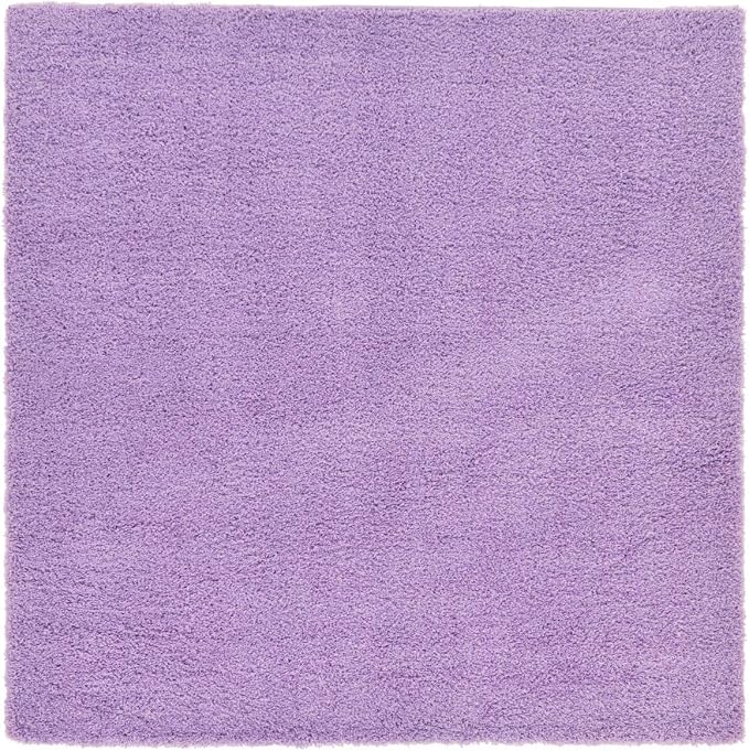 Unique Loom Solid Shag Collection Area Rug (8' Square, Lilac)