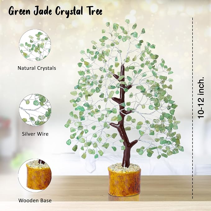 Crocon® Green Jade Crystals and Healing Stones Tree, Birthday Gifts for Women, Sister Birthday Gifts, Crystal Tree of Life for Positive Energy, Home Office Decor, Spiritual Gift for Women & Men
