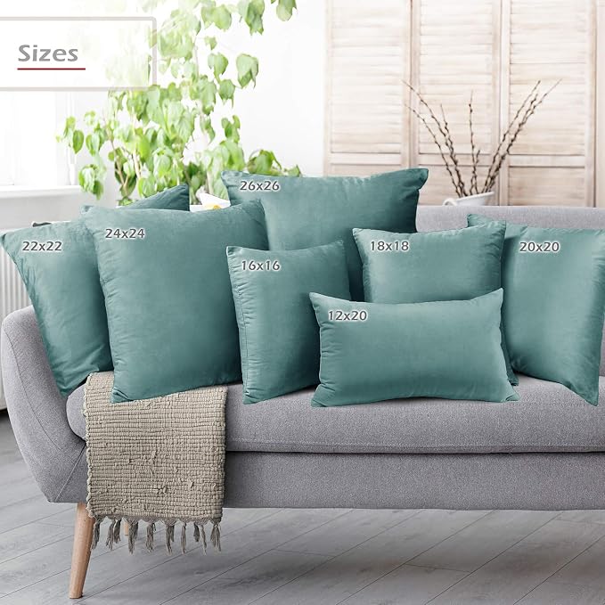 Nestl Throw Pillow Covers, Cozy Velvet Decorative Pillow Covers 12 x 20 Inches, Soft Solid Couch Pillow Covers for Sofa, Bed and Car, Set of 4 - Teal