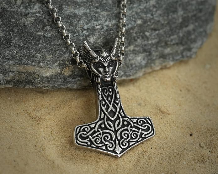 Baldur Jewelry - Thors Hammer Necklace Pendant Mjölnir - Viking Norse Thor Hammer Pendant Viking Jewelry - Thor Necklace - Thor Gifts for Men - Viking Necklace for Men