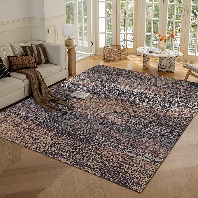 RUGSURE Washable Area Rug - 1/6 Thick - Stain & Water Resistant Non-Slip - Resistant Rug for Living Room, Bedroom, Nursery, Pet & Child Friendly, Vintage Charm Area Rugs (Rust, 6' x 9')